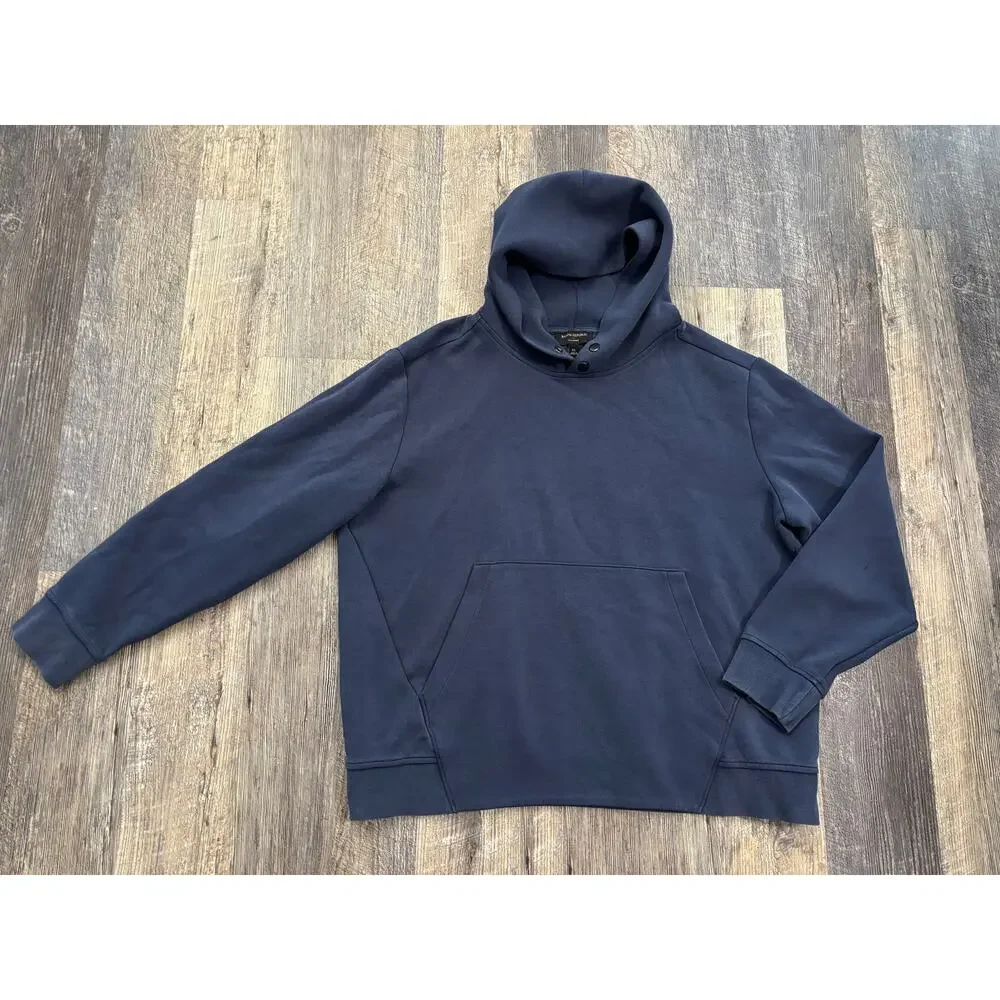 Banana Republic Eco Hoodie Mens XL Navy‎ Blue Snap Neck Sweatshirt 1166